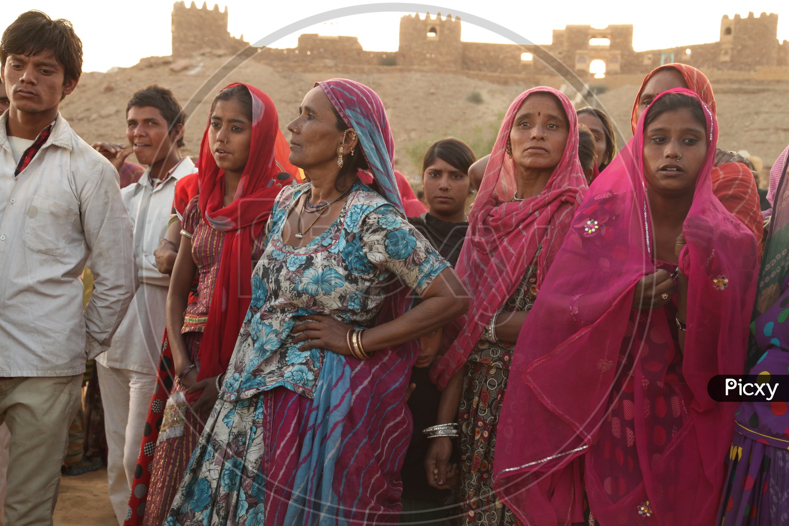 Group of Rajasthani women dressed up