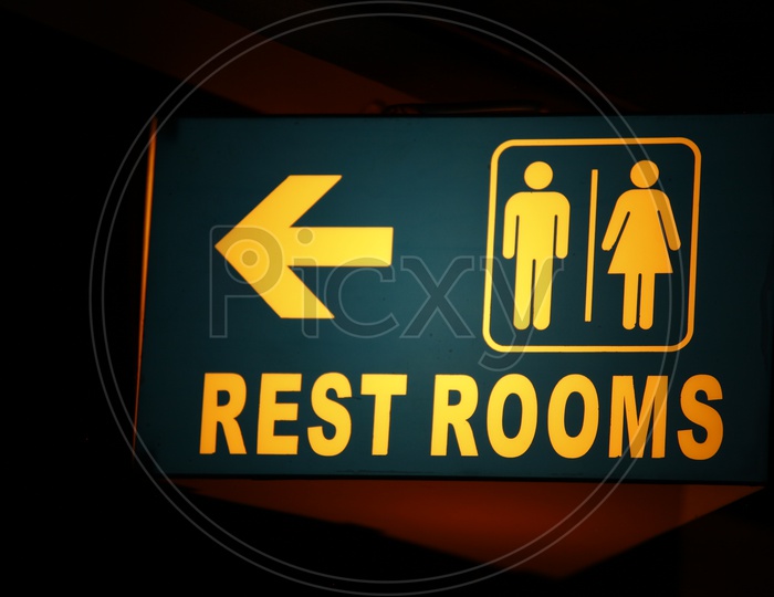 Rest rooms indication board
