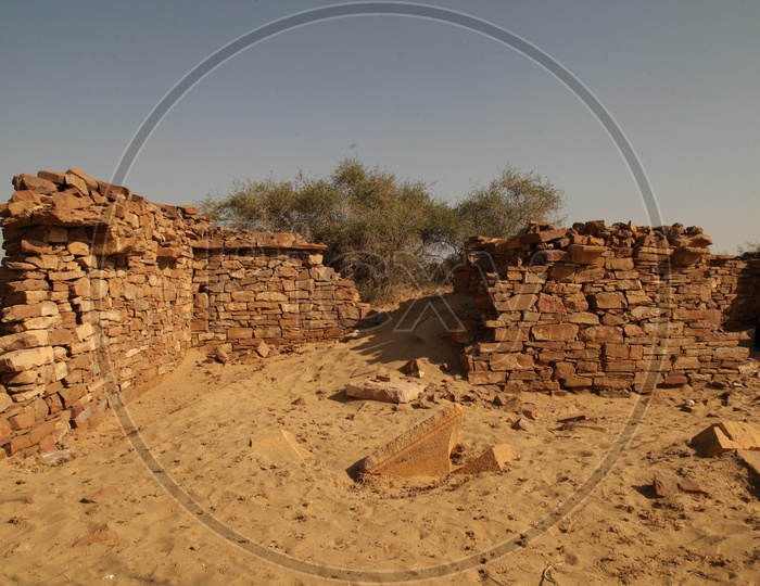 Ruins of buildings in a desert