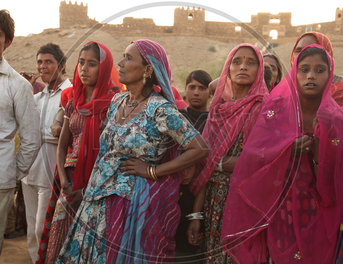 Group of Rajasthani women dressed up
