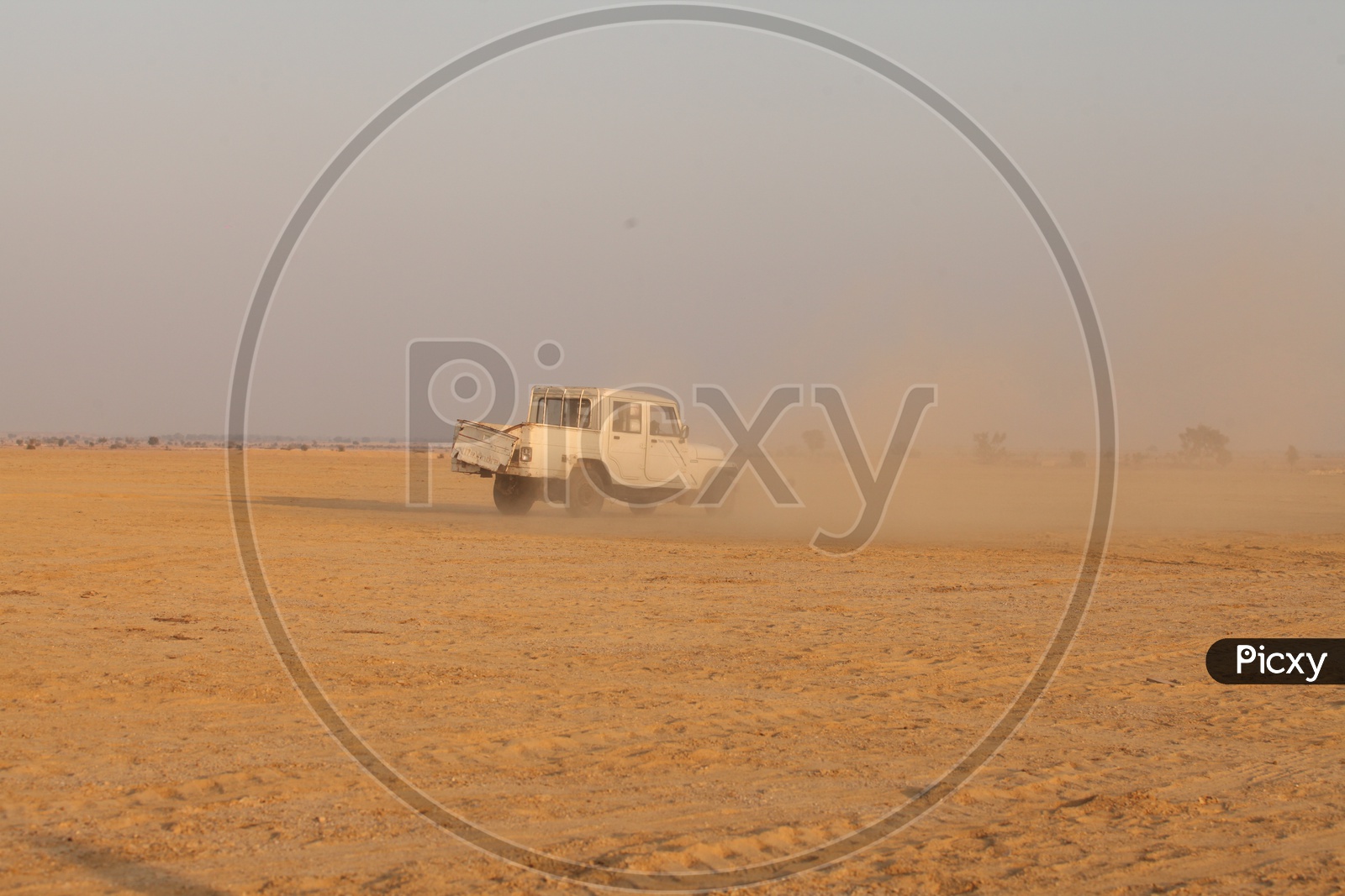 Vehicle moving in a desert