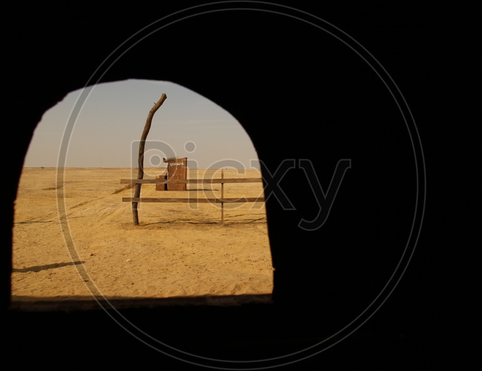 view of desert through window
