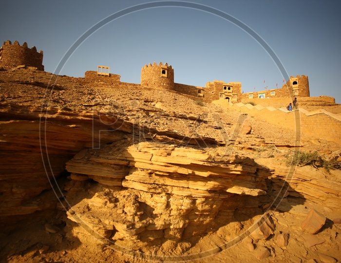 Ancient fort ruins in a desert