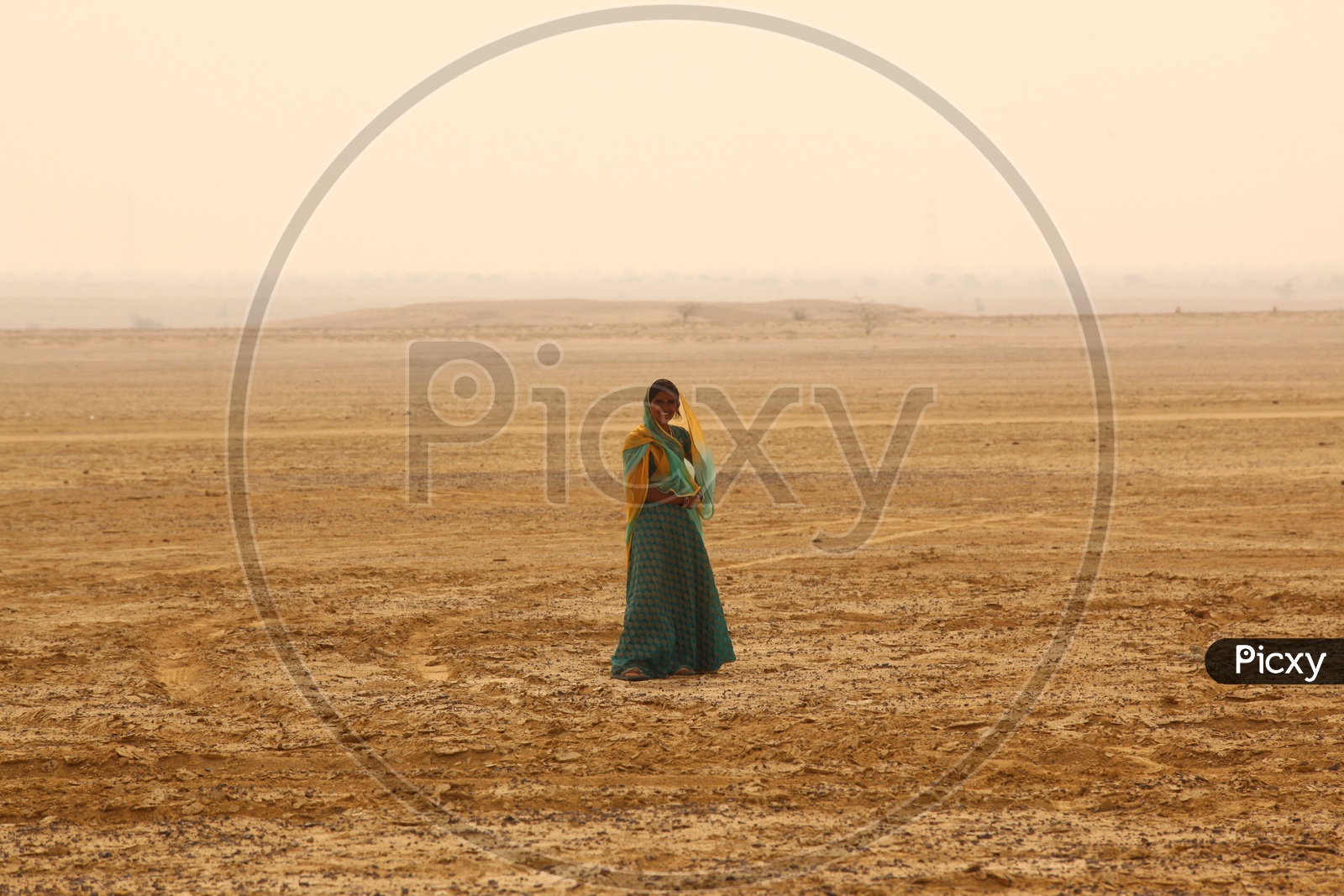 Indian woman in a desert