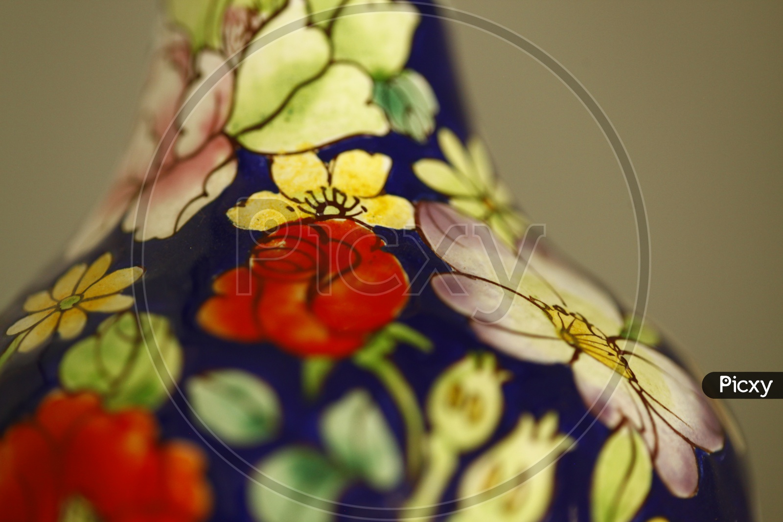 Colourful flower painting on a vase
