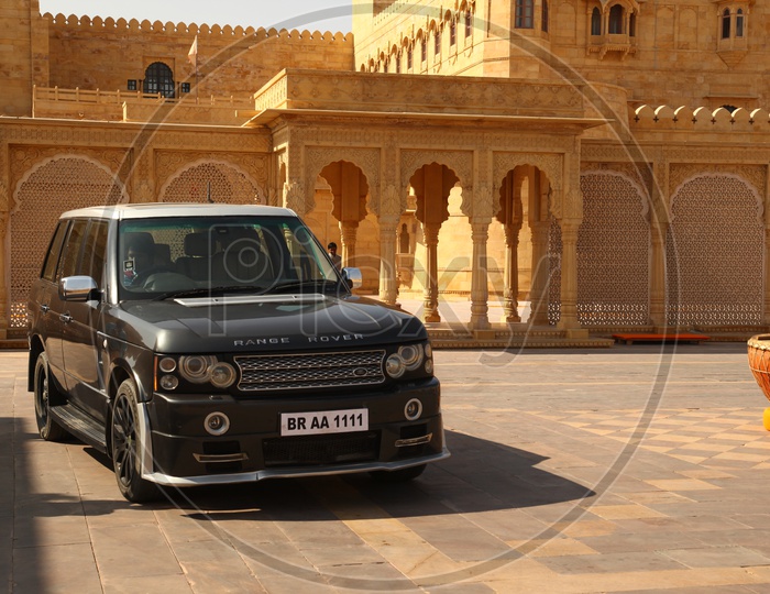 Range rover in a palace in rajasthan