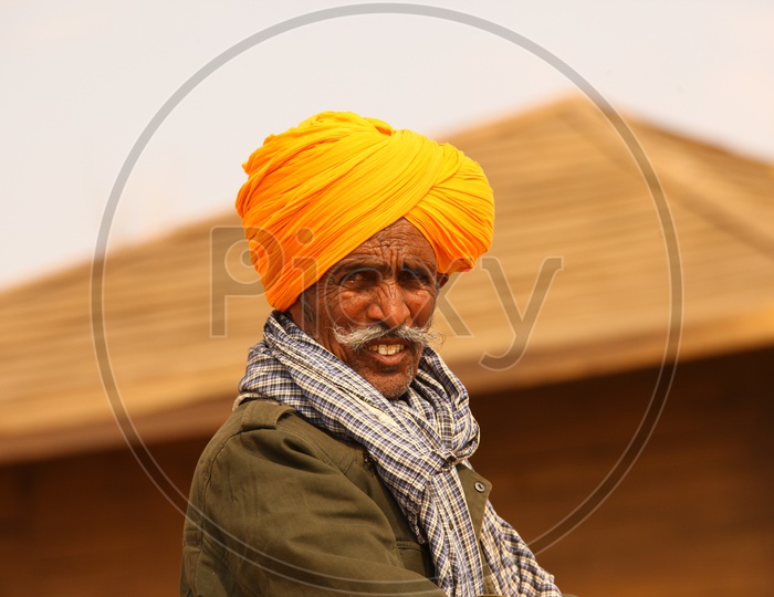 Close up shot of rajasthani man