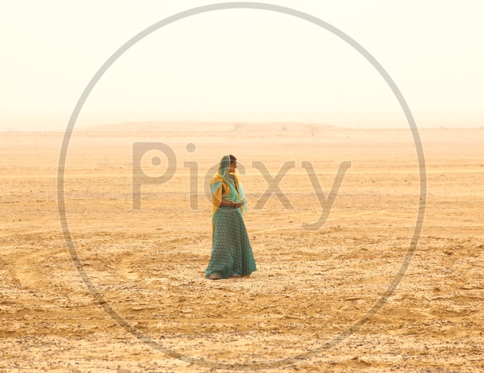 Indian woman in a Desert