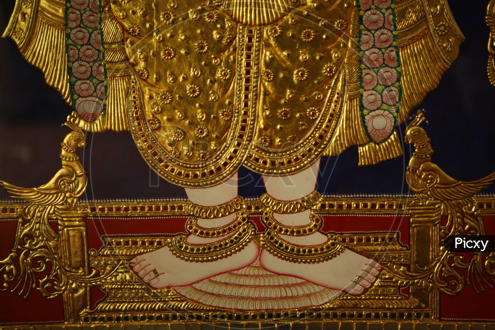 Foot of Bal Krishna gold foil Tanjore painting