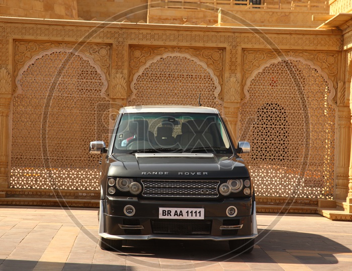 Range rover car in a palace