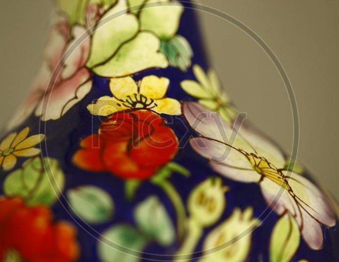 Colourful flower painting on a vase
