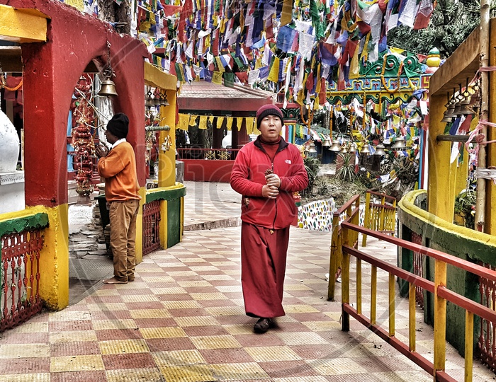 The buddhist monk in the Mahakal Temple