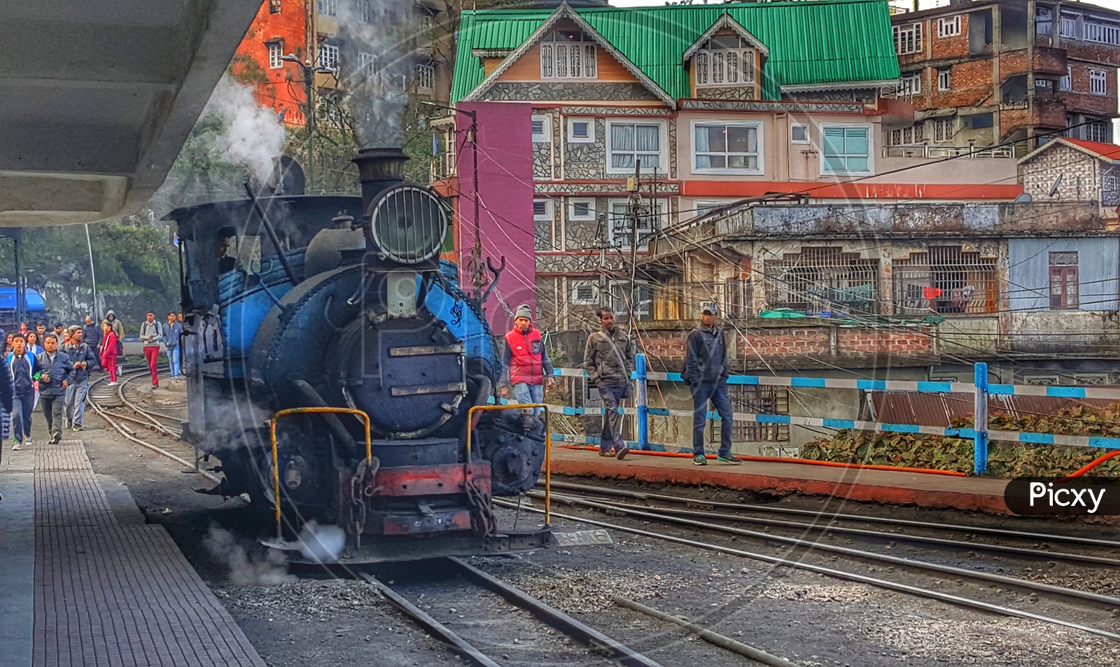 The Unesco taken darjeeling toy train runs in the high himalaya