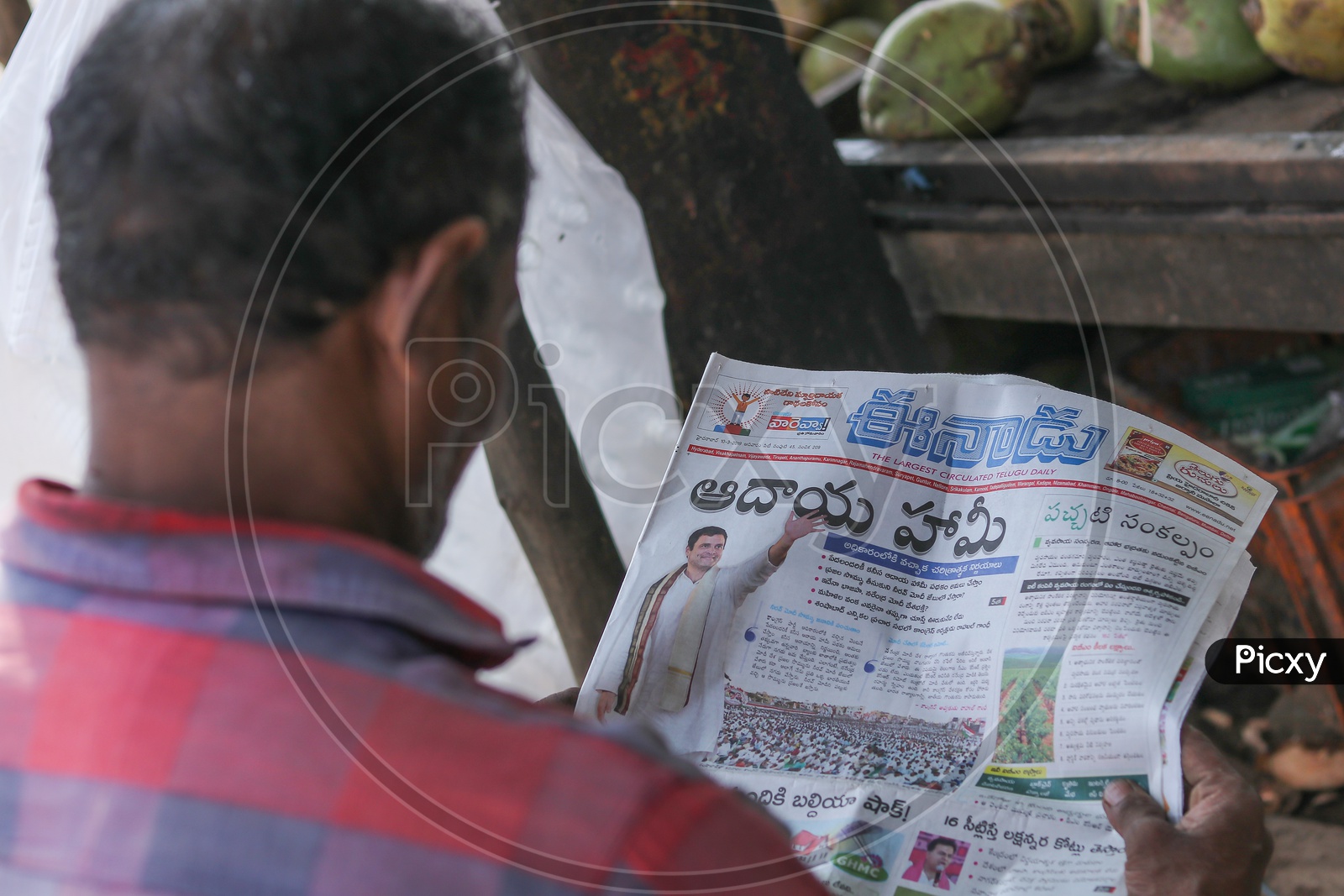 Eenaadu Newspaper reading. Rahul Gandhi