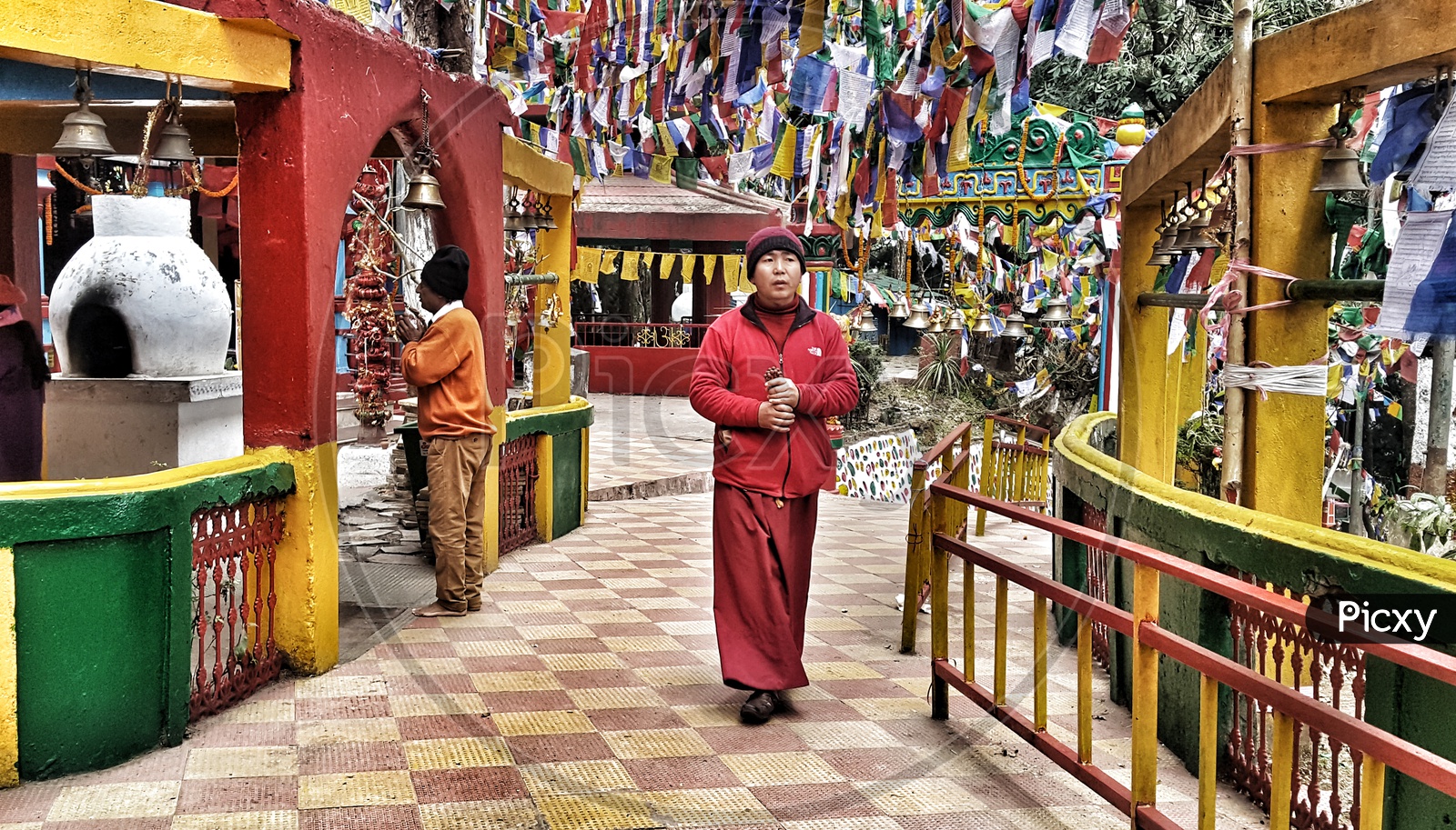 The buddhist monk in the Mahakal Temple