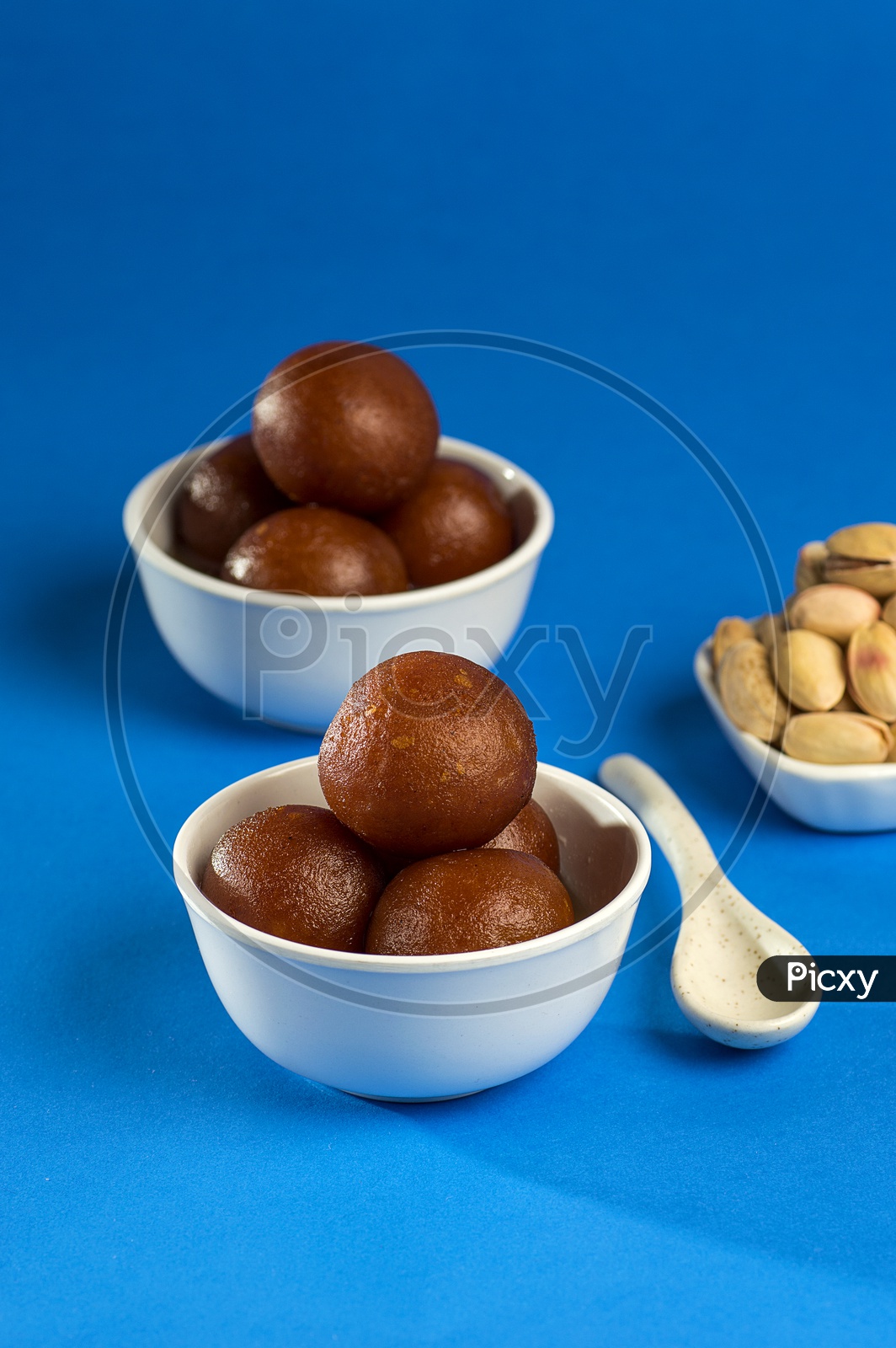 Image of Indian Dessert or Sweet Dish Gulab Jamun in a Bowl with Almond ...