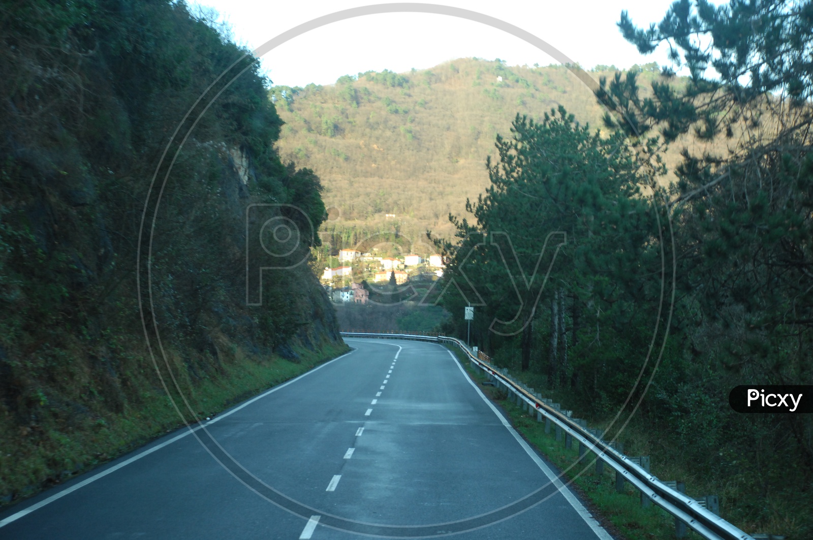 Roadway alongside the mountain