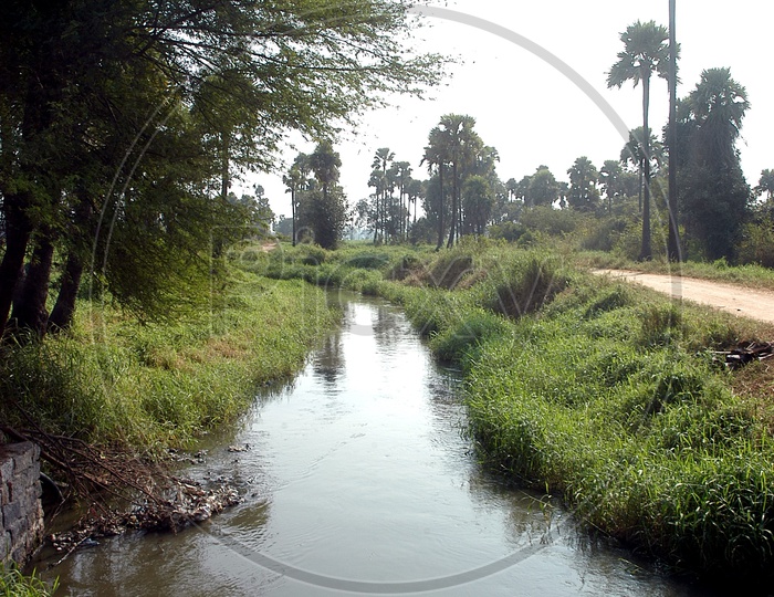 A water canal in a village