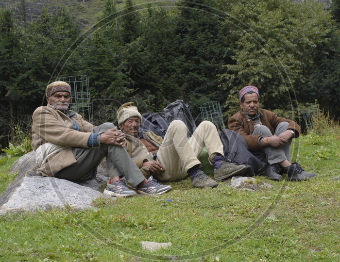 Local People Sitting Leisurely in Lakdakh