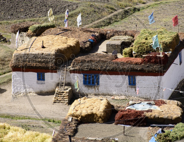 Houses in the koumik village of the lahaul and spiti region.