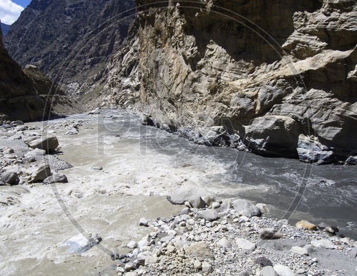 Confluence of Satluj river and Spiti river