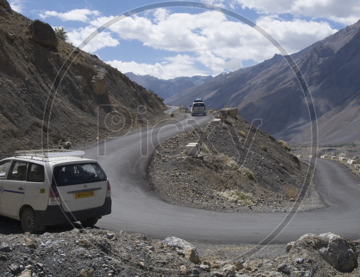 Transport Vehicles On the Hair pin Bend Roads of Ladakh
