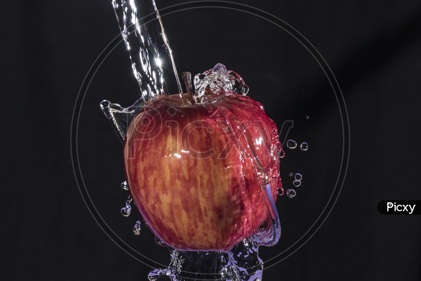 apple with water splash