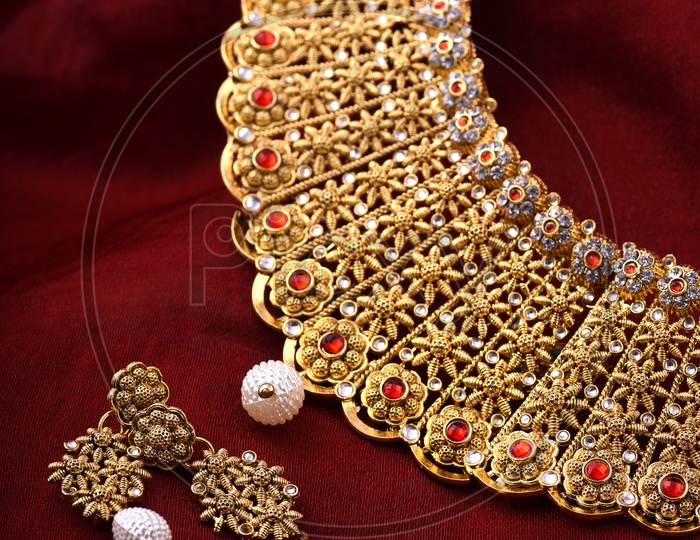 Indian traditional gold plated jewellery set