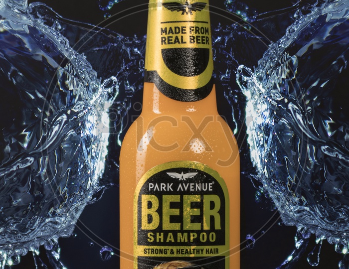 Beer shampoo product photography