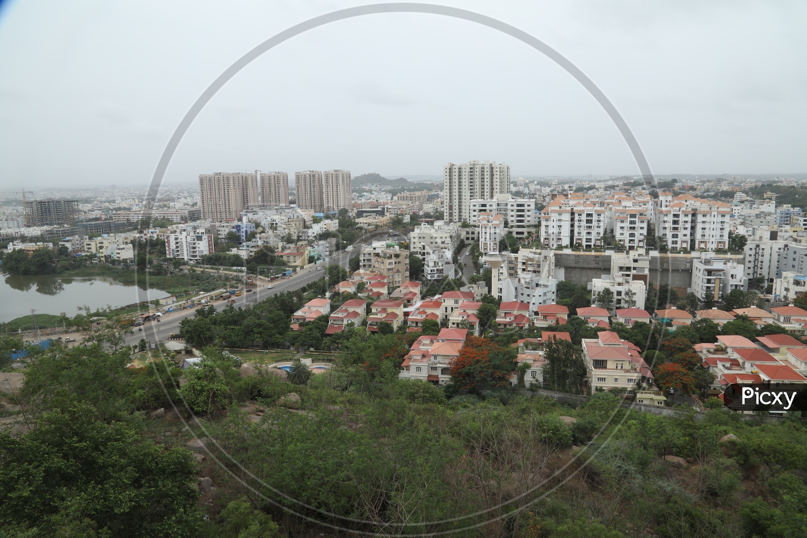 Hyderabad City Scape With High Rise Buildings And Apartments