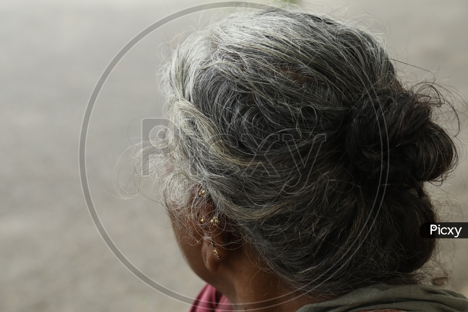 Indian Old Man Hair Closeup