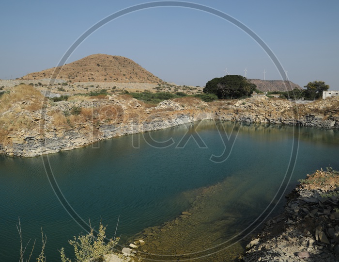 Water Stagnated In Open Stone Mining Quarry
