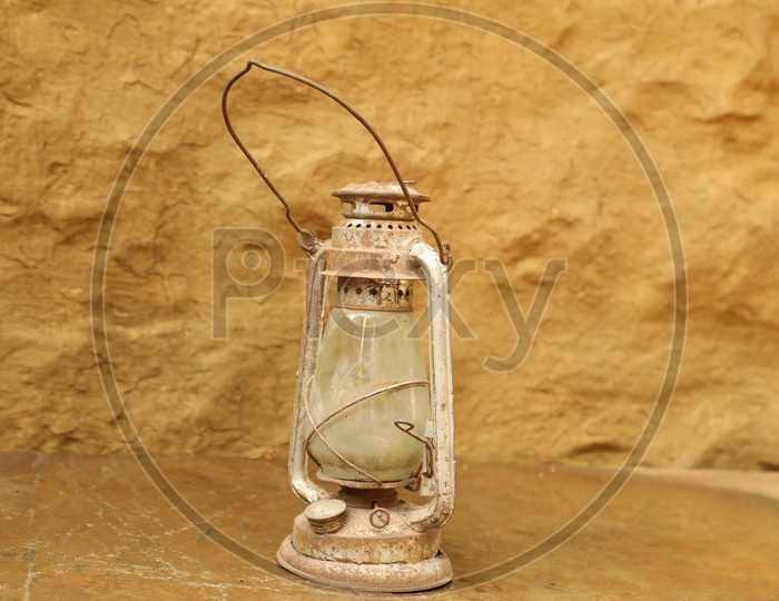 Old Kerosene Lantern hung to the wall