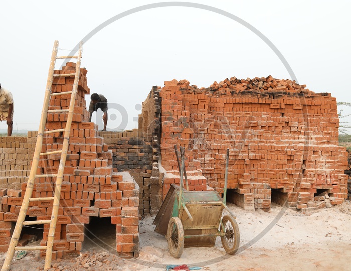 People Working at the local brick factory