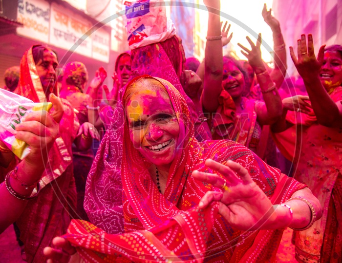 Marwari or Marwadi women celebrate Holi in Hyderabad on 21st March 2019