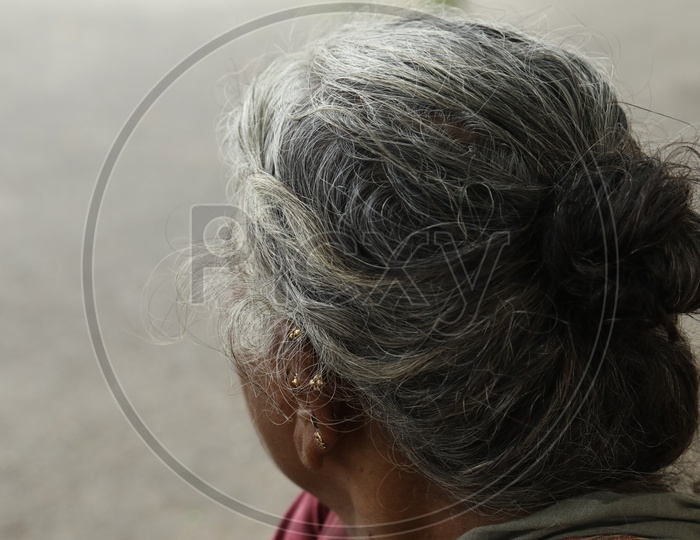 Indian Old Man Hair Closeup