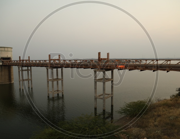 Water lift irrigation tank on a river