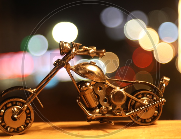 bike toy with bokeh background
