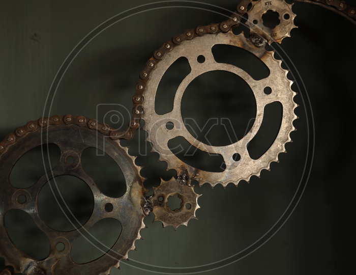 Gear with chain attached to it