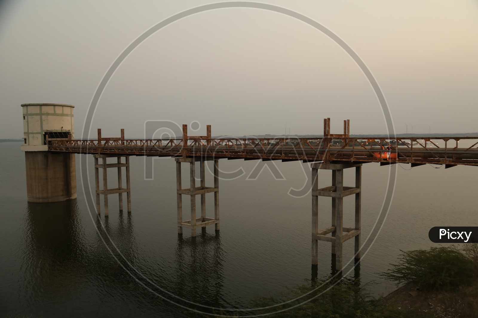 Water lift irrigation tank on a river