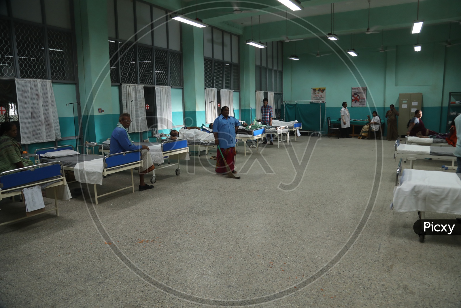 Hospital Ward With Patient Beds