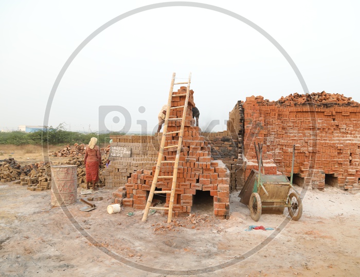 A Woman Worker In Brick Kiln
