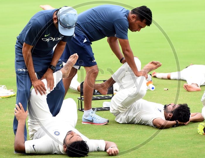 India A cricket players having a physiotheraphy session