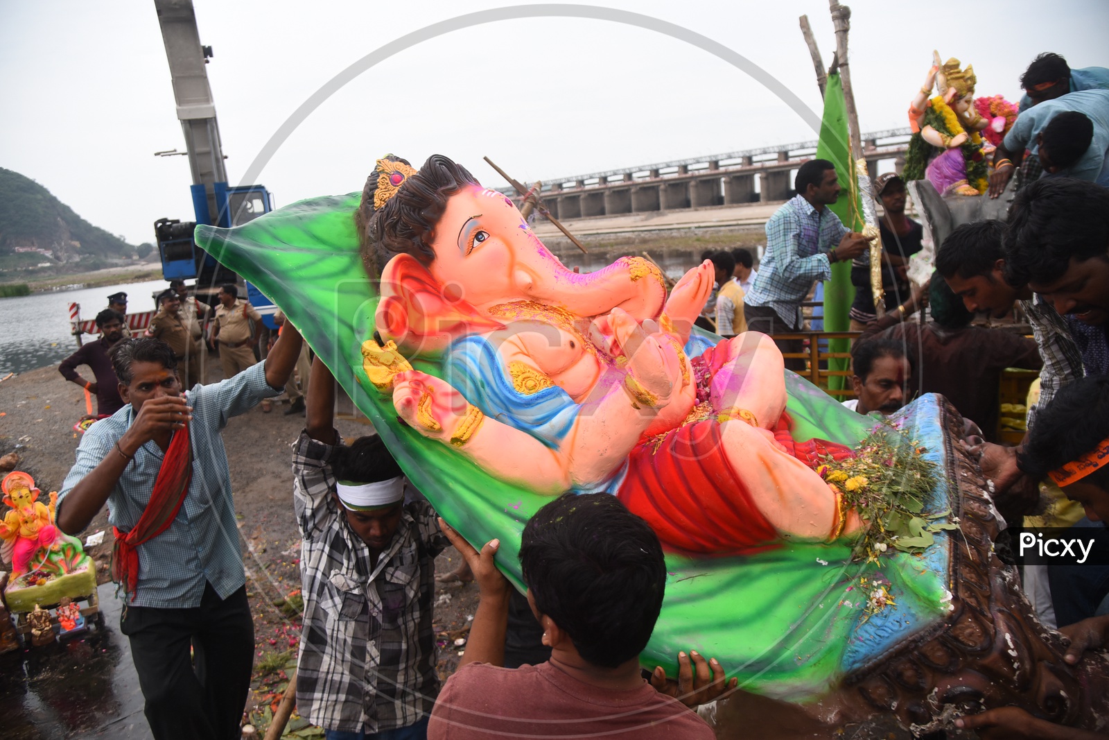 Men carrying the Ganesha Idol for the visarjan