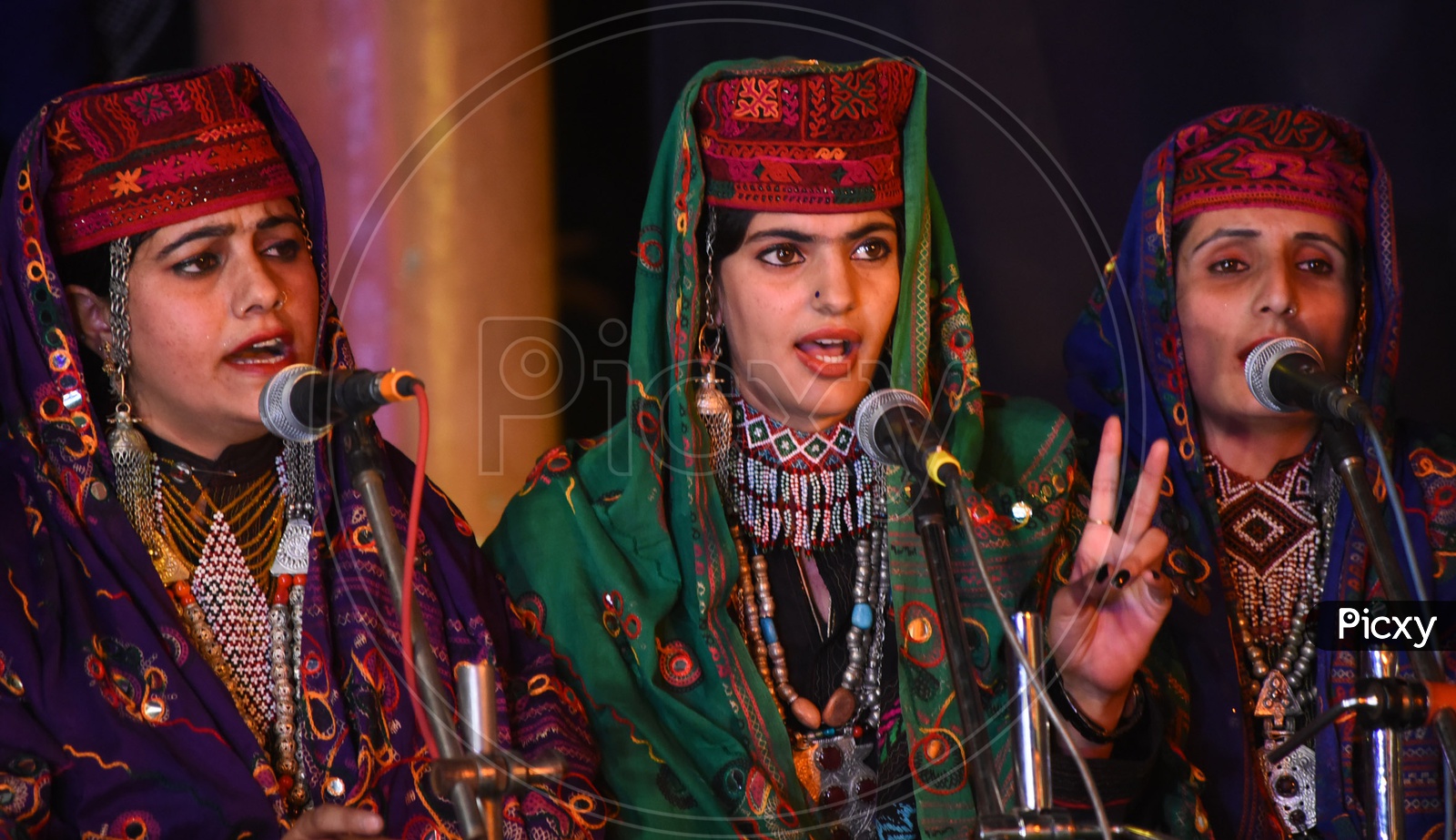 Kashmiri Women singing on the stage