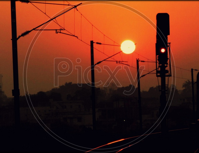 Red sky and red signal