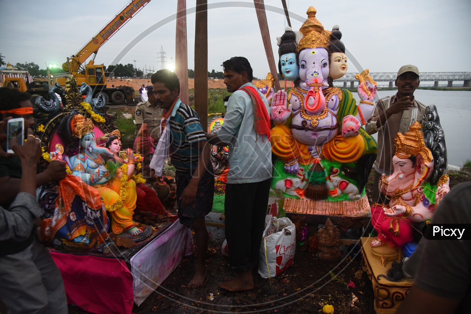 Ganesha Idols being prepared for the Visarjan