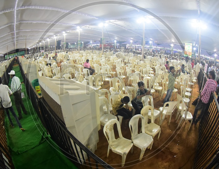 Seating arrangement of audience during the launch of Swachh Andhra Mission