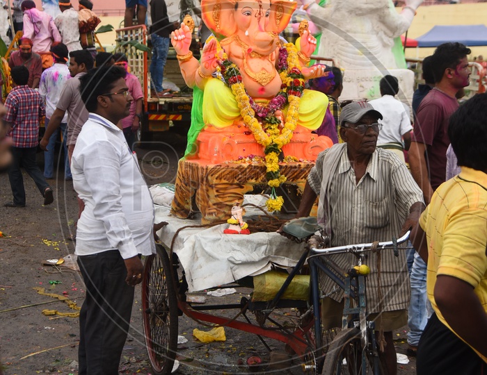 Ganesha Idol on the Rickshaw during Ganesh Visarjan