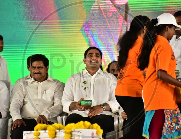 State Minister for Information Technology and Rural Development Nara Lokesh during the launch of Swacch Andhra Mission